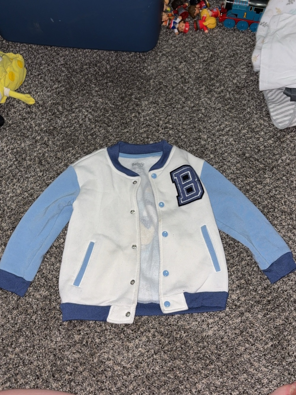 Kids Blue & White Letterman Jacket